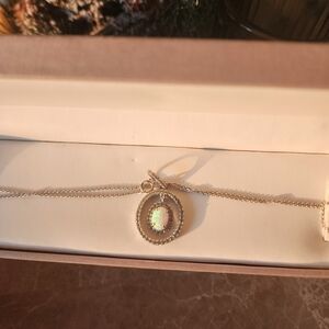 Elegant Silver Opal Pendant Necklace